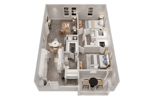 Floor plan for 2 beds, 2 baths, 1166 sqft